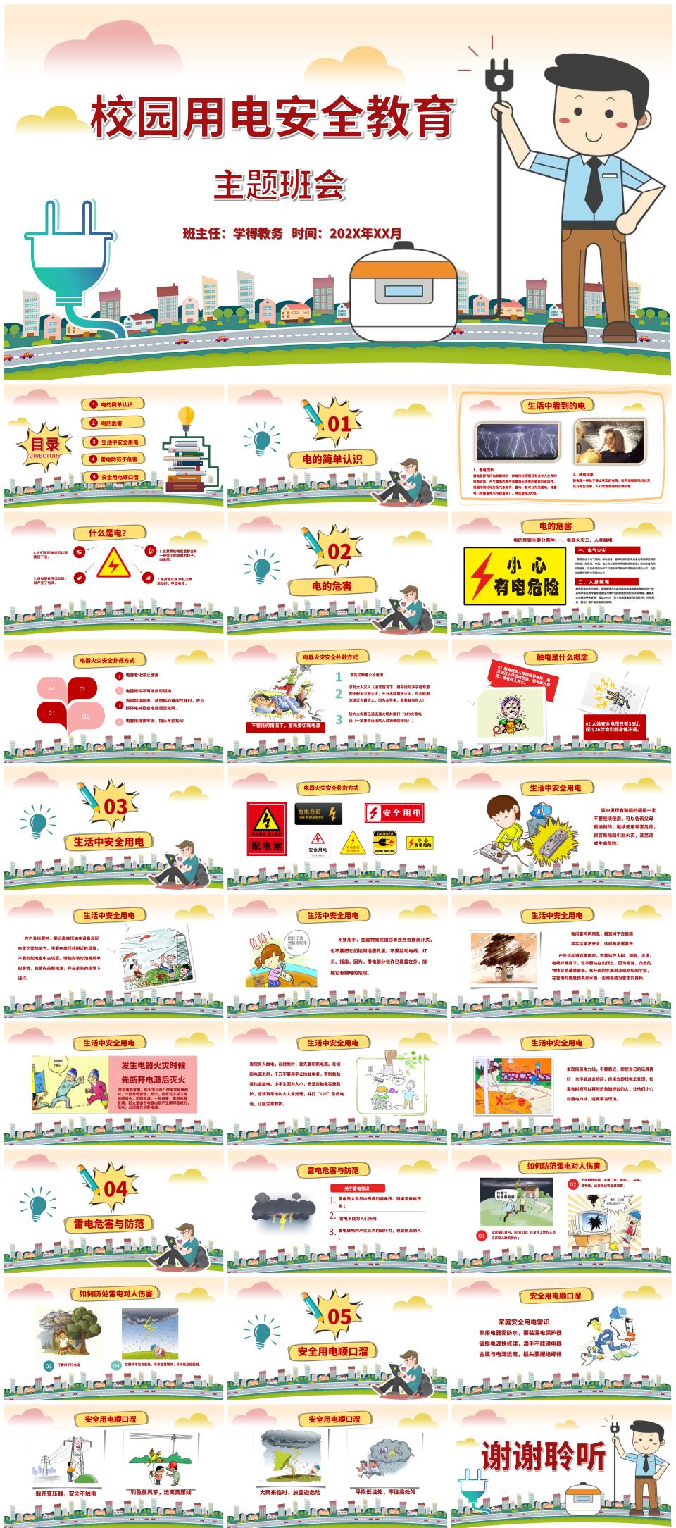 小学生校园用电安全教育主题班会PPT课件