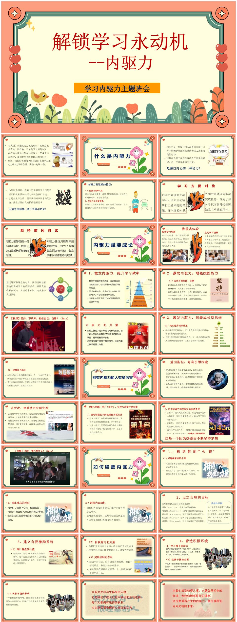 中小学通用学习内驱力主题班会《解锁学习永动机-内驱力》PPT课件(含发言稿)