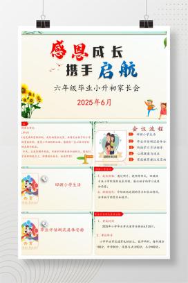 2025年小学六年级毕业小升初家长会《感恩成长，携手启航》PPT课件