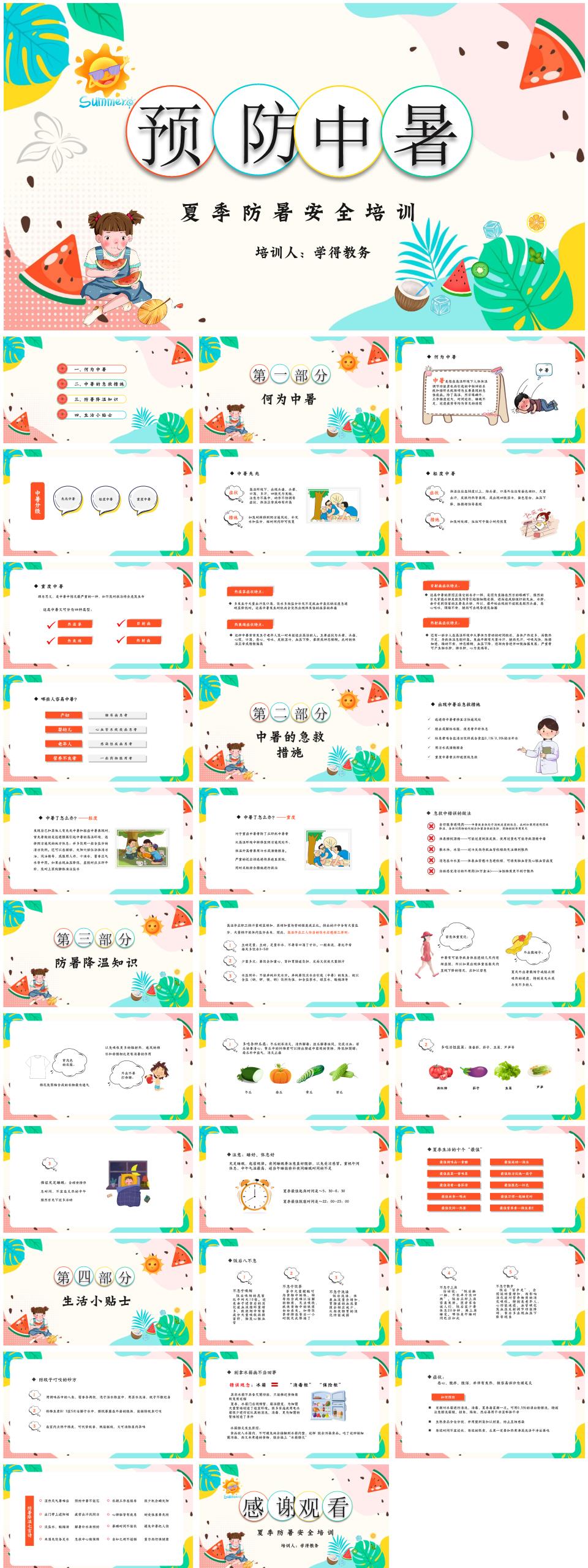 中小学暑假预防中暑夏季防暑安全培训PPT课件