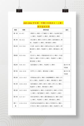 2025-2026学年秋季第一学期六年级语文上册教学进度安排