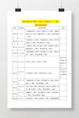 2025-2026学年秋季第一学期二年级语文上册教学进度安排