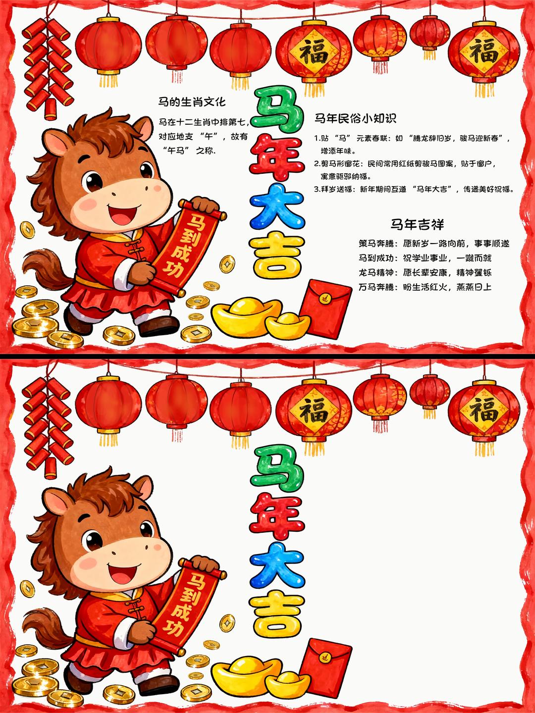2026马年元旦手抄报《马年文化》